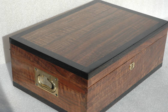 locking wood memory box black walnut ebony trim top side