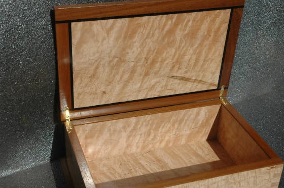 decorative maple wood memory box trim  open lid