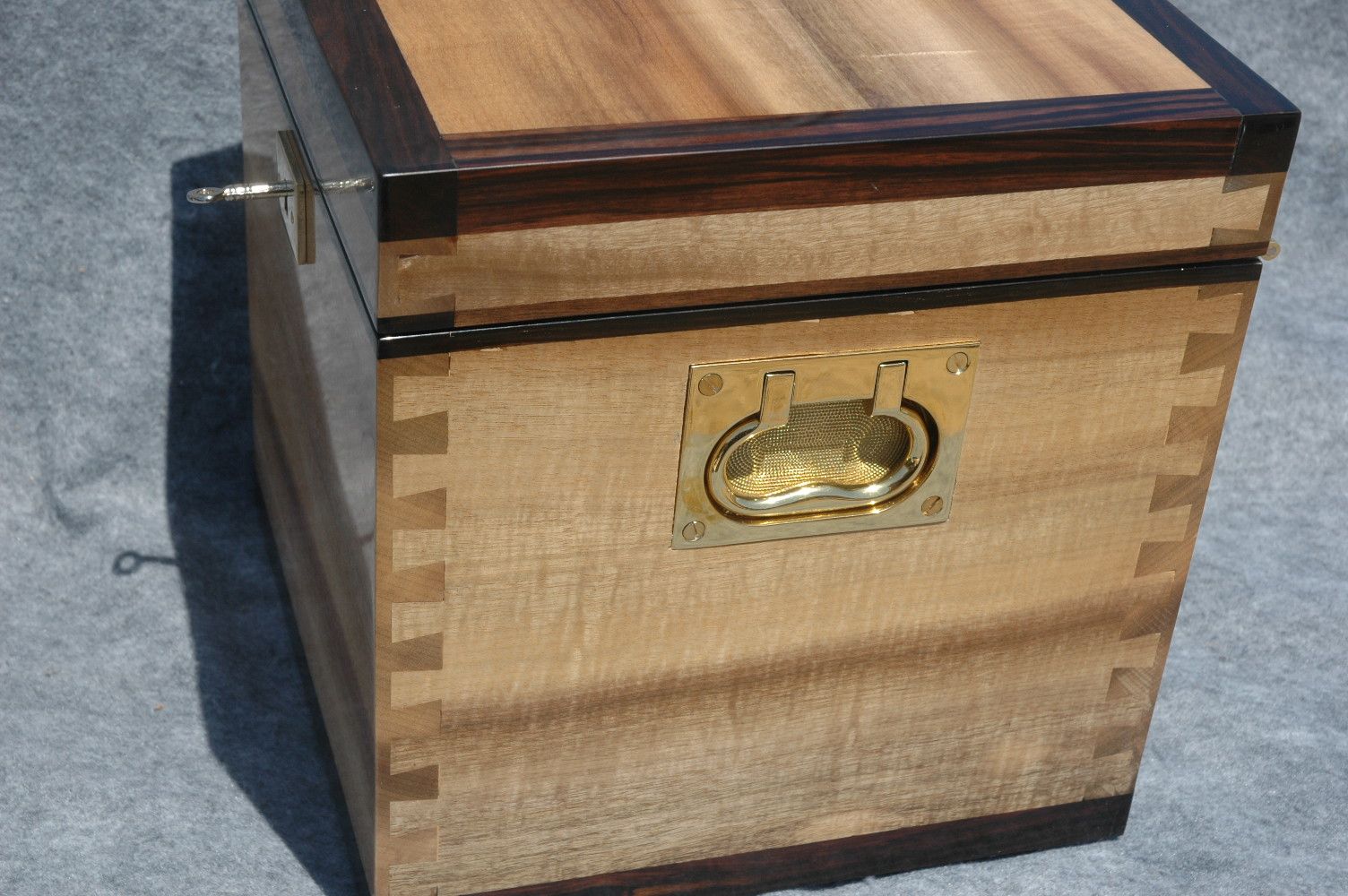 wooden urn with ebony trim open view