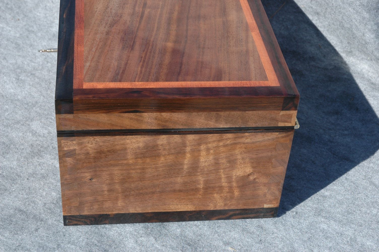 high quality keepsake box handcrafted with lock Figured Walnut W/Ebony trim