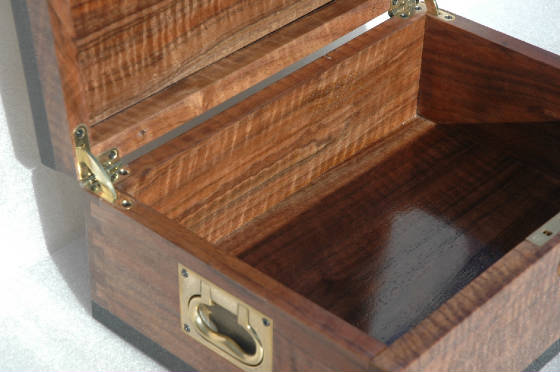 locking wood memory box black walnut ebony trim open