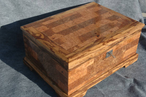 cherry burl handcrafted keepsake box with lock and trim top