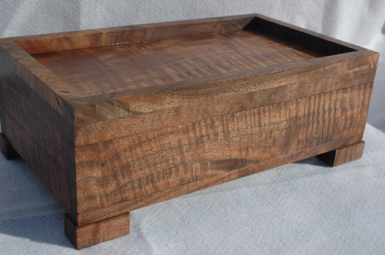 handcrafted wood valet box with drawer walnut  top front