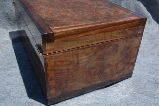 walnut burl humidor lock ebony trim left side