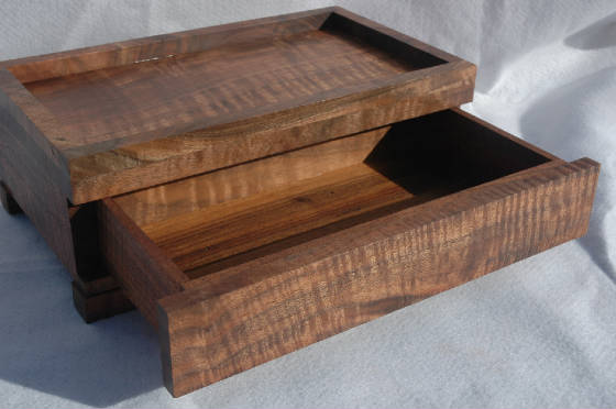 handcrafted wood valet box with drawer walnut