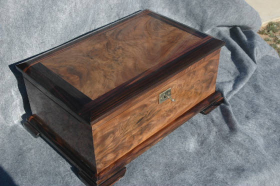 custom built crotch walnut keepsake box top front